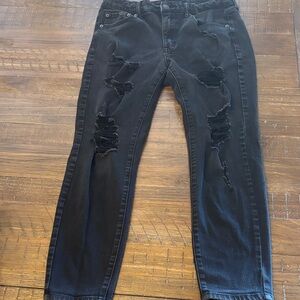 Aeropostale Black Distressed High-Rise Jegging